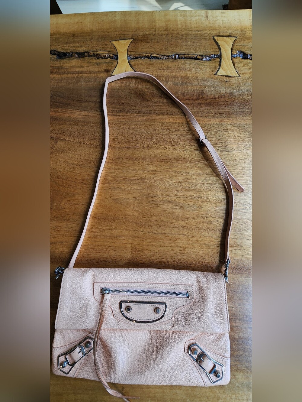 Balenciaga Metallic Edge Classic Envelope Bag Clutch - Pale Pink/Peach - Picture 10 of 16
